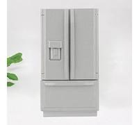Generic Modèle de Mini Réfrigérateur en Bois 1:12 avec Un Design élégant pour la Décoration de Maison de Poupée, Matériau en Bois écologique et Durable (Grey)