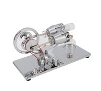 Generic Modèle de Moteur Stirling en Alliage D'aluminium, Jouet éducatif avec Lumière LED pour Projet Scientifique, Apprentissage Physique (Silver)
