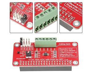 Generic Module ADC 16 Bits Carte Convertisseur Analogique-numérique pour avec Interface I2C, Boîtier Compact MSOP 10, Entrée 4 Canaux, Fonctionnement Faible Consommation 3,3 V, Idéal pour