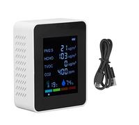 Generic Moniteur de qualité de L'air Multifonctionnel 6 en 1, Compteur de CO2, Chargement USB, écran Couleur LCD pour Utilisation Intérieure 184g (WHITE)