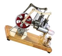 Generic Moteur Stirling, Kit de Moteur Stirling avec Plaque de Base en Chêne et Goutouc de Métier à Deux Cylindres Kit de à Vapeur pour les Affichages éducatifs et Divertissement pour Enfants (SILVER)