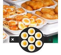 Generic Moule à Crêpes aux œufs en Silicone Antiadhésif, avec Poignées pour une Cuisson Facile du Petit Déjeuner, Outil de Cuisson Rond Noir Durable à 7 Trous