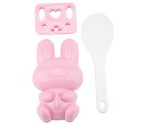 Generic Moule à Sushi et Riz Artisanal en Forme de Lapin de qualité Alimentaire, Outil de Fabrication D'onigiri PP avec Cuillère Jaune Rose pour Enfants, Bricolage (PINK)