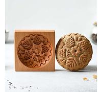 Generic Moules à biscuits en bois, tampons 3D sculptés en 3D, anti-adhésifs, moules de cuisson pour sablés, gâteau de lune, décoration de cuisine de vacances (bois-E)