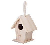 Generic Nichoir à Oiseaux en Bois à Suspendre pour Jardin Extérieur, Mangeoire à Oiseaux en Bois Platane, Abri pour Perroquets, Pinsons, Canaris, Cabine Décorative Inachevée pour Terrasse, Balcon