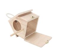 Generic Nichoir à Oiseaux en Bois avec Perchoir, Nichoir en Bois Naturel pour Petits Oiseaux, Utilisation en Extérieur, 6,1x4,7x5,7 Pouces