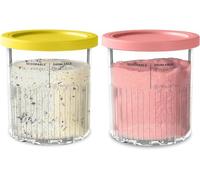 Generic Ninja Creami Deluxe - Lot de 2 pintes XL 11 en 1 de taille familiale NC500/NC501, 710 ml, passent au lave-vaisselle, sans BPA, anti-fuite, jaune, rose