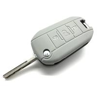 Generic Nordecco Coque de clé en silicone pour Citroën C3 MK3 SX Shine Lounge Dispatch C5 Aircross, Peugeot 208 308 408 508 2008 3008 4008 Traveller Télécommande à 3 boutons Gris