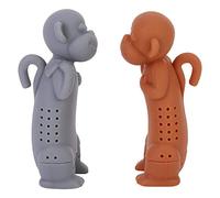 Generic Oeuf de Singe de Dessin animé en Silicone pour thé en Vrac, Filtre à thé Sûr pour les Amateurs de, Paquet de 2, Café/gris