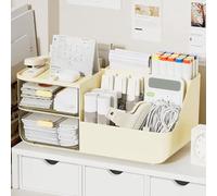 Generic Organisateur pour Ranger Les Cosmétiques, Organisateur de Maquillage. Solide, Multifonctionnel, Grande capacité avec Tiroirs pour Le Bureau (crème)