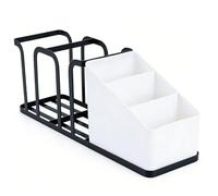 Generic Organiseur de Station de café, Support Distributeur de Tasses Amovible à 5 Compartiments pour Sachets de thé, Pailles, Capsules de café avec Cadre en Acier au Carbone (BLACK)