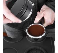Generic Outil de Nivellement du Distributeur de café à Hauteur Réglable pour Cafés et Restaurants, Poignée Ergonomique en Aluminium, Base en Acier Inoxydable, 410 G (58 mm【Bas en trèfle】Noir)