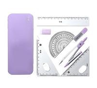 Generic Outil Mathématique, Boussole de Précision, Gomme Durable, Règle Triangulaire 45° 60°, Ustensiles de Dessin, Portable pour L'école et Le Bureau, Boîte fermée violette