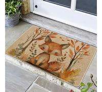 Generic Paillasson forêt d'automne, paillasson renard mignon pour extérieur et intérieur, décoration saisonnière, caoutchouc imperméable, antidérapant, absorbant la poussière, facile à nettoyer, 73,6