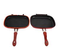 Generic Pan de Cuisson à Double Face, Poêle à Frire à carré Rouge, pour le Restaurant à Domicile Barbecue Grill Cuisine Accessoire
