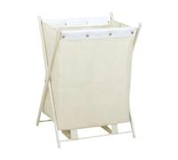 Generic Panier à Linge Pliable avec Support En Métal, Panier Ménager En Tissu Oxford, Grande Capacité, Pliable, Panier à Linge Sale, White Pu L