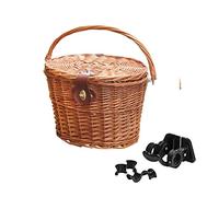 Generic Panier Avant de Vélo en Osier, Décoration Faite à La Main, Tricot, Ornement de Rétro avec Couvercle, Artisanat en Rotin avec Poignée pour