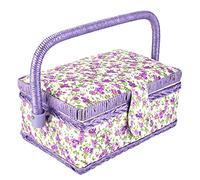 Generic Panier de Couture Artisanal en Tissu imprimé Floral Fait à la Main, Organisateur de Rangement à Double Couche pour Fils, Ciseaux, Aiguilles pour la Salle de Couture à Domicile