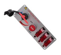 Generic Panneau de Commutateur D'allumage à Bascule LED 5 en 1 12V avec Bouton Poussoir de Démarrage du Moteur pour Voiture de Course RV Camion-conception ABS et Métal Durable (rouge)