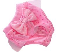 Generic Pantalon pour Chien Imprimé Noeud Mignon Réutilisable pour Chienne Hygiène Menstruelle Coton Rose 1 Unité (S)