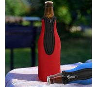 Generic Paquet de 4 Manchons de Bouteille de Bière en Caoutchouc, Couvercle de Bouteille à Fermeture éclair, Refroidisseur de isolé en Néoprène Pliable avec Couvercle de (Mélange de couleurs)