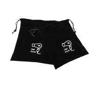 Generic Paquet de Rangement en Flocage Noir pour Sèche-cheveux 2 Pièces Cordon de Serrage, Organisateur Multi-usage pour Chambre D'hôtes