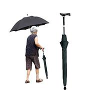 Generic Parapluie canne, Parapluie à béquille multifonction 2 en 1 avec pied antidérapant, Canne réglable à 5 niveaux, pour les hommes et les femmes cadeau,Noir,83~91cm(33~36inch)