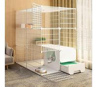 Generic Parc à faire soi-même pour petits animaux - Parc polyvalent pour chat avec porte et bac à litière, facile à nettoyer, 111 x 49 x 109 cm, idéal pour l'entraînement et le jeu (C, 75 x 95 x 73 cm