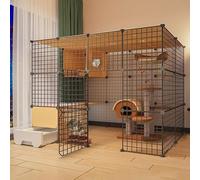 Generic Parc à faire soi-même pour petits animaux pour chats et lapins - Cage fermée avec porte et litière (147 x 95 x 109 cm)