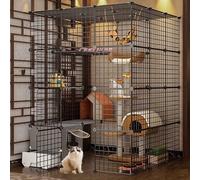 Generic Parc de jeu pour petit animal, boîte de transport pour chat, cage intérieure pour animaux de compagnie, grande cage amovible extra large avec bac à litière à 3 niveaux, métal/B-raffinement/111