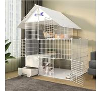 Generic Parc pliable pour chat - Cage polyvalente pour chat avec litière et porte pour petits animaux de compagnie, idéal pour les lapins et les hérissons (lot C, 111 x 49 x 145 cm-A)