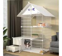 Generic Parc pliable pour chat - Cage polyvalente pour chat avec litière pour petits animaux de compagnie, furets, lapins et hérissons (ensemble C, 111 x 49 x 145 cm -B)