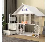 Generic Parc pliable pour chat - Cage polyvalente pour chat avec porte et litière fermée pour petits animaux de compagnie, lapins et hérissons (lot C, 111 x 49 x 109 cm)