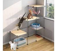 Generic Parc pour chat à faire soi-même - Enclos amovibles d'intérieur et d'extérieur pour petits animaux de compagnie (111 x 39 x 109 cm-A)