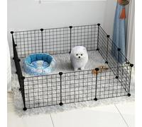 Generic Parc pour chat - Cage pour chat à faire soi-même - Enclos en métal - Cage d'exercice avec porte pour petits animaux de compagnie (C5)