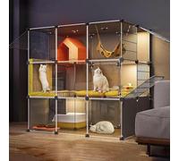 Generic, Parc pour chat d'intérieur, design en PVC transparent, cages pour petits animaux, grand espace d'exercice idéal pour 1 à 2 chats, colis B-145 x 145 x 145 cm (colis C, 110 x 75 x 109 cm)