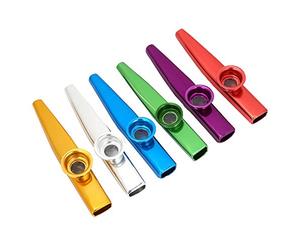 Generic Partenaire Kazoo Portable en Alliage D'aluminium pour Joueurs de Guitare et de ukulélé, Ensemble de 6 Kazoos en Métal pour les Voyages et le Plaisir du Feu de Camp, Sûr et Durable, 12 * 2,5