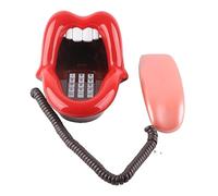 Generic Pearl White Téléphone de Bureau Tendance AR-5056 en Forme de Grande Langue pour la Décoration de la Maison, avec Une qualité Sonore Claire, Prise Clignotante, Recomposition, Fonction