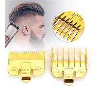 Generic Peigne de Guidage de Galvanoplastie, Peigne Limite pour Styliste Professionnel, Accessoires de Tondeuse à Cheveux, Polymère Durable or Argent 2 Pièces (Étrier en or 1,5 MM + 4,5 MM)