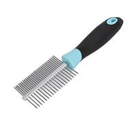 Generic Peigne Double Face en Acier Inoxydable pour Animaux de Compagnie, Dents Solides pour un Peignage Doux et une élimination des Puces pour Chats et Chiens, 7,3 X 2 Pouces (BLUE)