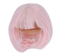 Generic Perruque de Cheveux Courts pour Poupée, Frange Droite Réaliste, Longueur D'épaule, pour 1/3, Fibre Douce, Facile à Couper et à Coiffer (Rosâtre)