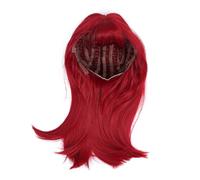 Generic Perruque Longue et Droite de Couleur Rouge, 18,5 Pouces avec Peignes Coupe-vent Avant et Arrière, Idéale pour les étudiants en école de Coiffure