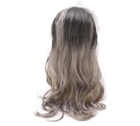 Generic Perruque Synthétique Ondulée, Résistante à la Chaleur et sans Colle - Dégradé Noir et Gris, 27,6 Pouces - Filet Réglable pour un Ajustement Confortable - Idéale pour Soiré