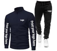Generic Personnalisé Logo Automne Hommes Survêtement Costume Fermeture Éclair Sweat À Capuche + Pantalon Ensemble 2 Pièces Sur Mesure Jogging Sports Ensemble Décontracté Vêtements De Sport Color1,L