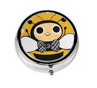 Generic Petit pilulier rond à 3 compartiments pour sac à main et poche en métal Motif bourdons