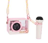 Generic Petite Machine de karaoké, Haut-Parleur Bluetooth pour Adultes et Enfants, Haut-Parleur Bluetooth Transparent Portable et Ensemble de Microphone pour Fête à la Maison, Son HiFi (Pink)