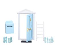 Generic Petite Porte Féerique à Dents en Bois, Ensemble de Mini Portes en Bois Uniques et Mignonnes pour Maison de Poupée 1:12, Matériau Bouleau (Blue)