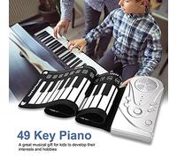 Generic Piano Clavier Portable, Piano de Pliant Clavier avec Haut-parleurs Intégrés et Cric de Sortie 3,5 Mm 49 Touches de électronique pour le à la Main pour l'apprentissage des Débutants (SILVER)