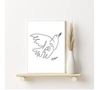 Generic Picasso Impression d'art Colombe de la paix 20 x 40,6 cm, finition brillante, support mural, utilisation en intérieur, parfaite pour chambre à coucher, salle à manger, salon