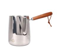 Generic Pichet à Mousse de Lait en Acier Inoxydable Professionnel pour le Chauffage de L'art du café Tasse de Mousseur à Lait en Acier Inoxydable 304 pour la Maison Barista Poignée en Palissandre